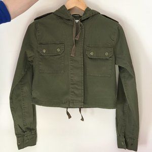 dELIA*s Cropped Cotton Hooded Khak Jacket - Size S